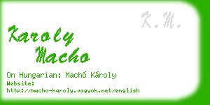 karoly macho business card
